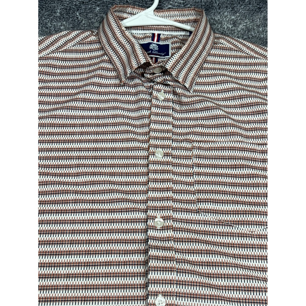 English Laundry Mens Medium Regular Fit Short Sleeve Button Down Shirt Geometric